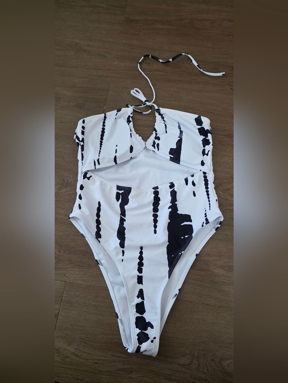 Stylish one  Piece Swimsuit - Black and White